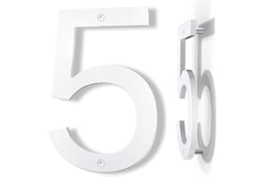 Yafimea 20 cm Hausnummer Weiß, Große wetterfeste Hausnummer aus Kunststoff mit Schraubmontage, 3D Floating-Effekt für Außenbereich, Wand oder Zaun (5)