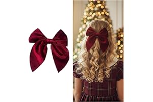 BOTTEGA DELLA PRINCIPESSA Fiocco per Capelli Bambina in Velluto, Chiusura Forcina a Coccodrillo, Elegante e Versatile (Bordeaux)