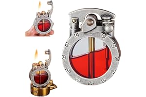 ERISAMO Vintage Trench Lighter, Transparent Kerosene Lighter, Creativity and Personality Antique Steampunk Lighter,Reusable Windproof Trench Lighter, Gifts for Men (Silver)