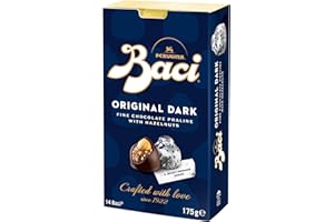 PERUGINA Baci Original Dark Bijou - Trufas de chocolate con avellana, sin gluten, caja, 175 g (paquete de 1)