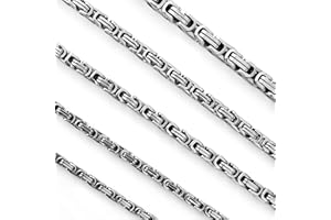 GoPaw Königskette Silber Herren Edelstahl, 4/5/6/7/8mm Königskette Halskette aus Edelstahl, Edelstahl Halskette für Herren, Länge 51/55/61/66/71cm