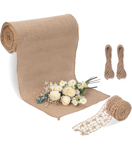 10 m tafelloper van jute, jute stof, Hessen rol lint, doe-het-zelf