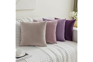 mosayt Fundas Cojines 45x45 cm Morado Rosa de Terciopelo 4 Piezas Funda de Almohada Suave Decoración Hogar, para Sofá Silla Salon de Estar Exterior Jardin Funda de Cojin Moderna Color Gradiente