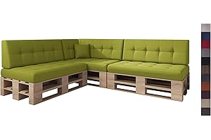 sunnypillow Set de 8 Coussins pour Palettes Euro Canapé Intérieur/Extérieur plusieures Tailles et Couleurs à Choisir Siège Appui Mousse Matelassée (Assise + Dossier) Vert Limone