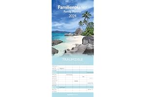 Alpha Edition Calendario 2024 da muro per la famiglia DREAM DESTINATIONS, 12 mesi, 19,5x45 cm