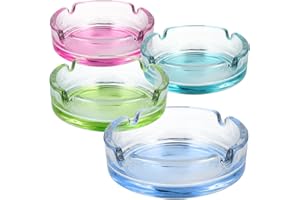 Com-four® 4X Cendriers en Verre Coloré pour la Maison et la Restauration - Collecteurs de Tabac en Verre de 5 mm (04 Pièces - Base Colorée)