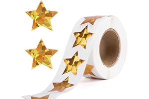Dalababa 500 Pcs Star Stickers, 2.5cm Self Adhesive Sparkly Motivational Reward Stickers for Children Teacher Party - Gold