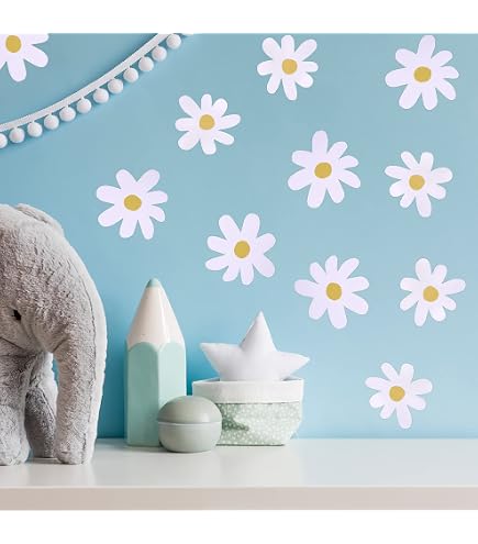 88 Autocollants Muraux Fleurs MSLSOZ - Film Blanc Non Transparent - Pour Chambre D'enfant, Décoration Créative - 8