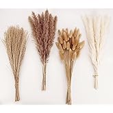 Dried Pampas Grass Decoration, 100 Pieces of Pampas Grass with Bunny Tails Dried Flowers, Reed Grass Bouquet for Wedding Boho