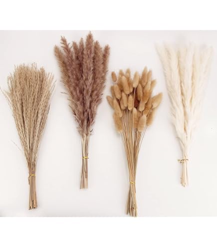 YiYa 6Pcs Grandes Herbes De Pampa Artificielles 113cm - Dégradé Rose - Décoration Boho Chic