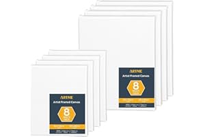 Artme Pre-Stretched Canvas 8pcs - 24x30CM-4pk & 30x40CM-4pk -Assorted Artist Framed Canvas/ 280GSM/100% Cotton/Blank/Triple Primed/Acid Free/Medium Grain/ 1.7cm - Acrylic/Oil