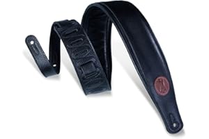 Levy's MSS2-BLK 2.5 inch Padded Guitar Straps with Garment Leather Back and Signature Logo - Black