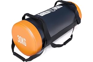 Gorilla Sports Fitness Power Bag - Poids de 5/10/15/20/25/30 kg, Rempli, avec 6 Poignées Antidérapante, en Similicuir - Sac de Sable Musculation, Sacs à Lesté, pour Entraînement, Sandbag, Force, Gym