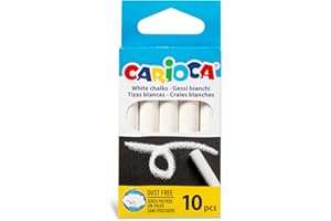 Carioca - Gessi Bianchi, Confezione da 10 Gessi Standard, Senza Polvere