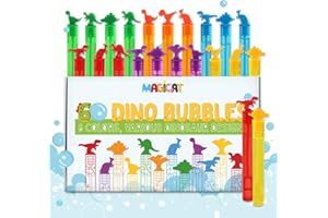 Magicat Dino zestaw baniek mydlanych dla dzieci, 60 baniek mydlanych z motywem dinozaura, w 6 kolorach, idealne na urodziny dziecka, ślub i Halloween, prezent urodzinowy dla dzieci