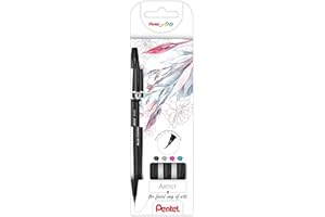 Pentel SESF30C-4 Brush Sign Pen Artist - Pennarelli con punta a pennello extra fine, set da 4 pezzi, colori assortiti, nero, grigio, rosa, azzurro