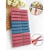 24 Adet &Ccedil;amaşır Mandalı &ndash; G&uuml;&ccedil;l&uuml; Yaylı Dayanıklı &Ccedil;amaşır Askı Mandalları | Pembe ve Mavi Renkler, Metal Yay, &Ccedil;amaşır Askısı İ&ccedil;