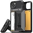 VRS Design Damda Glide Hybrid for iPhone 15 case cover wallet [Semi Automatic] slider Credit card holder Slot [3-4 cards] & Kickstand - Black Groove