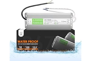 LEDSONE DC12V LED Transformer Waterproof IP67 LED Power Supply Driver Adapter in Aluminum Alloy Housing for LED Bulb Strip Lighting, Led Module and Outdoor DC lightings (IP67 150W)