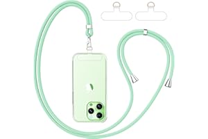 caslord Handyband Universal, Handy Lanyard mit 2 Stück Universelles Patch, Handyband mit Hülle kombinierbar, Einstellbar und Abnehmbar - Grün+Transparent