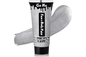 Go Ho Silver Body Paint for Skin Metallic (70 ml),Large Tube Water Based Full Cream Silver Face Paint for SFX Cosplay Costumes Festivals Halloween Makeup