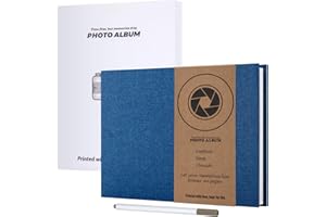 JAECU Album Photo Adhésif Scrapbooking 30x22cm, DIY Scrapbook Album Livre d'or 40 Pages avec Stylo à Bille, pour Mariage Bébé Famille Voyage (Bleu)