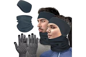 KISPATTI Fasce Per Gli Sport Scaldini Auricolari Ghette Per Collo Set, Scaldini Per Le Orecchie Cerchietti Paraorecchie Fascia Con Ghetta Da Collo Per Uomo e Donna