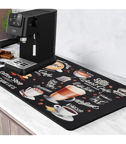 LIMNUO Koffiemat, koffiezetapparaat mat voor werkbladen, absorberende droogmat voor aanrecht, onder koffiezetapparaat, koffiezetapparaat, koffiezetapparaat (Grijs, 60x40cm