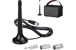 QNENEAM Antenne Radio Dab FM, Maison Télescopique Antenne Interieur Base Magnétique 75 Ohm, Compatible avec Récepteurs Stéréo, Tuners Portables, pour Tuner Hi-FI, Installation Facile Plug and Play