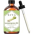 Siva Lemongrass Essential Oil 4 Fl Oz with Premium Glass Dropper– 100% Pure, Natural, Undiluted & Therapeutic Grade, Great for Skincare, Scalp & Hair Care, Aromatherapy, Diffuser, Soaps & Candles