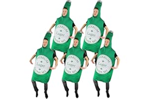 I LOVE FANCY DRESS LTD Disfraz de Botella de Cerveza para Adultos, Botella Grande de Espuma Verde con Etiqueta de Bebida - Divertido Disfraz de Oktoberfest Bavarian, Fiesta de Cerveza, Noche de Cierre (Paquete de 5)