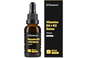 Vitamina D3 + K2 Gotas - Ingredientes Premium K2VITAL® MK-7 All-Trans 99,7% y Vitamina D3 Natural de Lanolina - para los Huesos y el Sistema Inmunitario - 1700 Gotas (50 ml) - Zenement