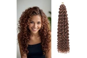 8 Packs GoGo Curl Crochet Hair 18 Inch Long Curly Crochet Hair for Women Beach Curl Water Wave Deep Twist Crochet Braids Synt