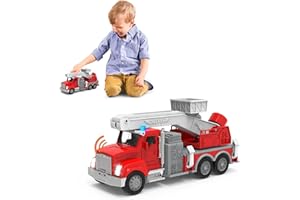 Driven by Battat WH1128Z mikro wóz strażacki - zabawka ze światłami i dźwiękami - ciężarówki ratunkowe i zabawki dla dzieci od 3 lat