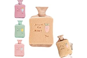 MAY HUANG Borsa Acqua Calda, 2L Borsa dell'Acqua Calda, Grande Boule Acqua Calda con Copertura Morbida in Peluche, Hot Water Bag, per Alleviare Il Dolore, Schiena, Collo E Spalle E Calde Notti (Cachi)