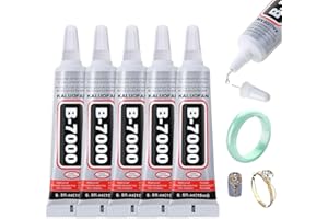 B7000 Multi-Purpose Glue by Kaluofan - 5PCS 15ML Clear Adhesive for Rhinestone Crafts, Jewelry, Fabric, Leather, Wood, Glass, Metal (5 * 15ML)