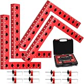 90 Degree Angle Clamps, 4 Pieces Right Angle L-Type 14 x 14 cm Aluminium Alloy with 8 Clamps and Case, Positioning Angle for