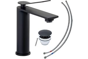 SCHÖNER WOHNEN-Kollektion Waschtischarmatur VIOLA M, Mattschwarz, Wasserhahn geeignet für wandhängende Waschbecken in Ihrem Bad