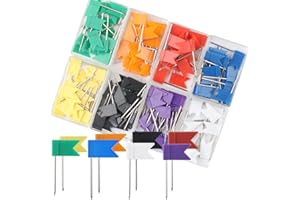 WANGLAOWU 160 sztuk kolorowych przypinek do przypinania, kolorowe flagi, do tablicy korkowej, 8 kolorów