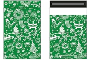PACKNSELL 10 X 14 inch (100 Pack) Green Christmas Xmas Poly Postal Self Seal Bags Strong Mailing Bags Postage Packaging Assorted Mailers Posting Shipping Post Parcels Package Bags