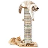 Odoland Cat Scratching Post 78 cm High Scratching Post for Cats with Platforms Cat Toy Stable Sisal for Large Cats Multi-Colo