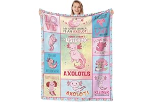 SKT T1 Cute Axolotl Blanket for Girls Kids Women, Pink Axolotls Animal Throw Blankets, Axolotl Gifts for Axolotl Lovers, Lightweight Soft Cozy Fleece Flannel Travel Blankets Room Decor 80"x60"