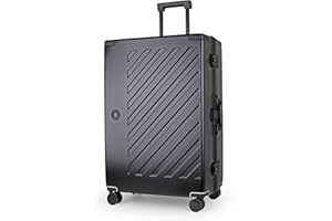 JLY Zipperless Polycarbonate Suitcase – Hard Shell Large Check-in Luggage with Dual TSA Locks, Silent Spinner Wheels & Aluminium Alloy Handle (28-Inch, Black)