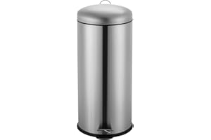 Ribelli 30L Mülleimer aus Edelstahl, Treteimer mit Inneneimer, Soft Closing Mülltrennung Abfalleimer Müllbehälter Papierkorb Mülltonne, Rund (Chrom)