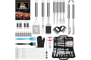 AISITIN 35-in-1 BBQ Accessories Set - Stainless Steel BBQ Utensils with Carrying Bag - Gifts for Men and Women