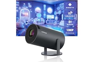 HIPPUS Mini Beamer 4K 180°Dreh portable Projector klein Videoprojektor handy Automatischer Keystone-Korrektur Heimkino Grau