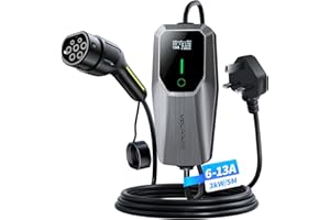 VDLPOWEREU EV Charger Cable Type 2 to 3 Pin Plug, Electric Car Charger 3kW, [6/8/10/13A] Type 2 Charging Cable 3 Pin EV Charger IP65 Advanced Protection Suitable for EVs & PHEVs