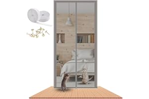 LAIJIANG Pet Screen Door 80x210cm,Thickened Cat Proof Screen Door Pet Resistant Mesh Screen Door Dog Cat Scratch Proof Screen With Zipper For Living Room, Bedroom, Kitchen