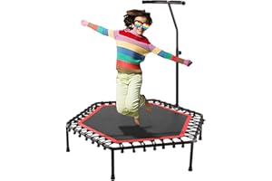 ‎ANCHEER ANCHEER Fitness Trampolin, Mini Trampolin mit verstellbaren Schaumstoffgriffen,Indoor/Outdoor Jumping Trampolin Bungee Fitnesstrainer für Erwachsene & Kinder