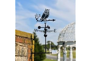 Black Country Metal Works Deluxe Steel Wise Owl Weathervane - Horizontal Fitting